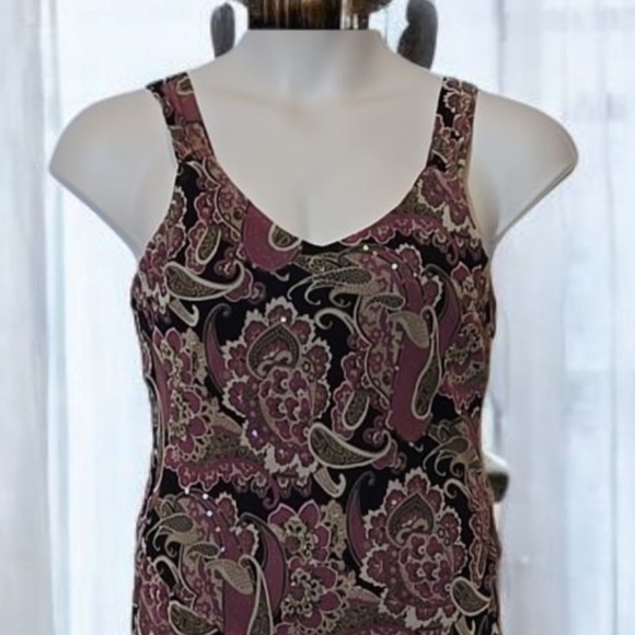 Dressbarn Y2K Fairy Silk Paisley Midi Dress Size 12 Sequin Asymetric Whimsigoth - Picture 3 of 12